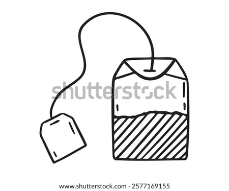 tea bag doodle hand drawn icon. Outline drawing tea bag line clipart symbol. Vector illustration