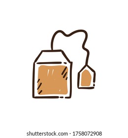 Icono de garrapatas de bolso de té. Dibujo manual de la bolsa de té.