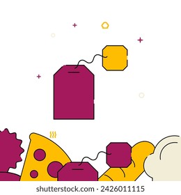Tea bag filled line vector icon, simple illustration, related bottom border.