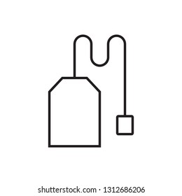 Tea bag or filter vector icon with outline stroke isolated on white.