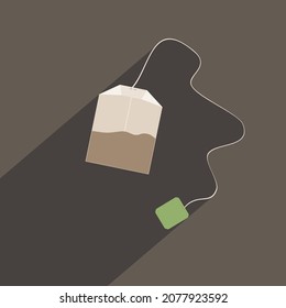 Tea bag flat icon with long shadow.