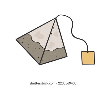 Tea bag hand drawing style. Icon, logo, illustration on an isolated background.