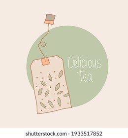 Teebeutel handgezeichnet Illustration mit Vintage-Stil. Vektordesign
