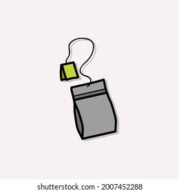 Tea Bag, a hand drawn vector illustration of a tea bag.