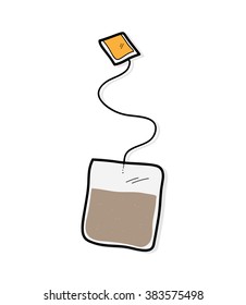 Tea Bag, A Hand Drawn Vector Illustration Of A Tea Bag.