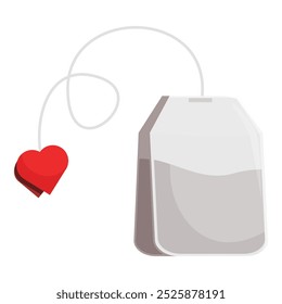 Bolsa de té colgando con la etiqueta en forma de corazón que representa el amor por el té