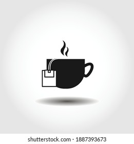 tea bag, hot cup of tea isolated vector icon. drink design element