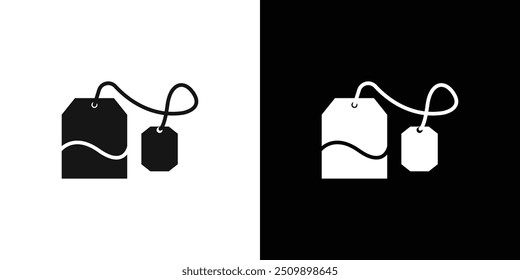 Icono de bolso de té Conjunto de logotipo de Vector de arte de línea negra
