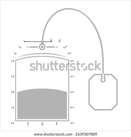 Tea Bag Icon Dot To Dot, Porous, Sealed Bag Containing Tea Leaves Vector Art Illustration, Connect The Dots Puzzle Game