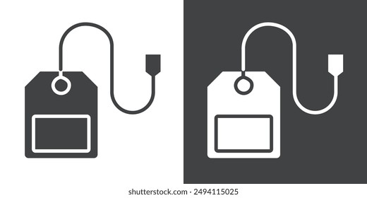 Tea bag icon Flat set in black and white color outline vector