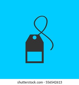 Tea bag icon flat. Simple vector black pictogram on blue background