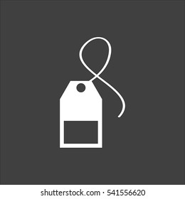 Tea bag icon flat. Vector white illustration isolated on black background. Flat symbol