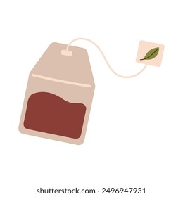 Tea bag, icon. Herbal tea bag packaging for morning tea. Vector illustration of tea on white background. EPS 10