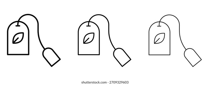 Signo de estilo lineal del icono del bolso de té para el concepto móvil y el Diseño web.