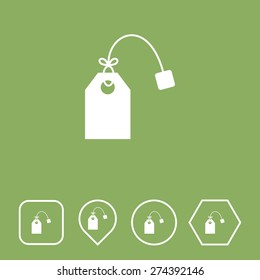 Tea Bag Icon on Flat UI Colors with Different Shapes. Eps-10.