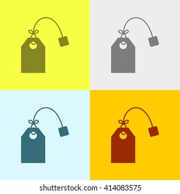Tea Bag Icon on Four Different Backgrounds. Eps-10.
