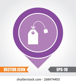 Tea Bag Icon On Map Pointer. Eps.-10.