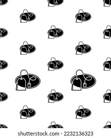 Tea Bag Icon Seamless Pattern, Tea Sachet Icon, Instant Tea Bag Icon Vector Art Illustration
