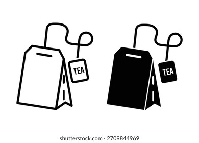 Icono de la bolsa de té en color negro. Icono de la bolsita de té para el concepto móvil y el Diseño web.