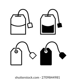 Icono de la bolsa de té en color negro. Icono de la bolsita de té para el concepto móvil y el Diseño web.
