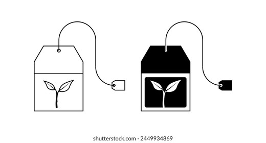 tea bag icon set isolated on white background