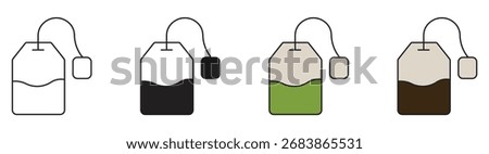 Tea bag icon set on white background . Teabag symbol. Herb tea bag packaging , vector illustration .