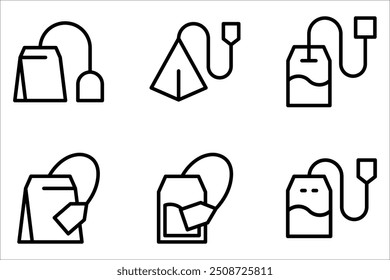 Tea bag icon set. Teabag vector symbol on white background