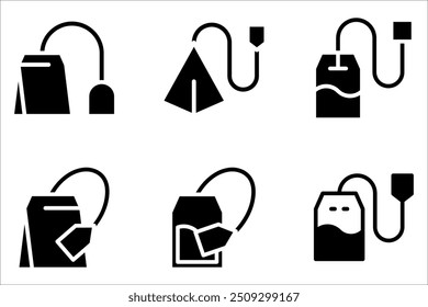 Conjunto de iconos de bolsita de té. Símbolo de Vector de Teabag sobre fondo blanco