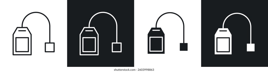 Tea bag icon symbol collection on white background.