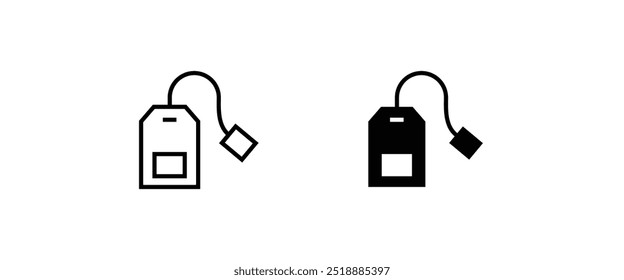 icono de bolsita de té, Vector de Teabag. Embalaje de bebida herbaria Línea de embalaje de té de hierbas conjunto de iconos planos, carrera editable aislada en blanco, ilustración de contorno de Vector lineal, estilo de diseño de logotipo de símbolo