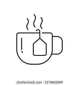 Tea bag icon vector illustration in outline style