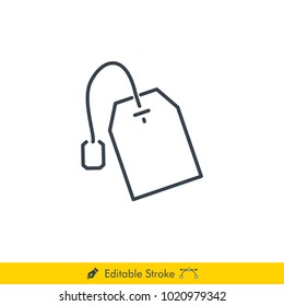 Tea Bag Icon / Vector - In Line / Stroke Design