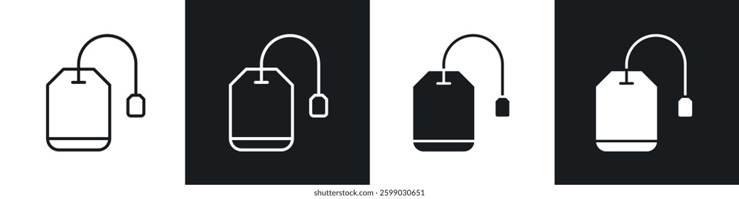 Tea bag icons in flat and linear vector illustration on white background.