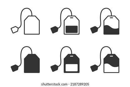Tea bag icons set. Teabag icon. Vector illustration.