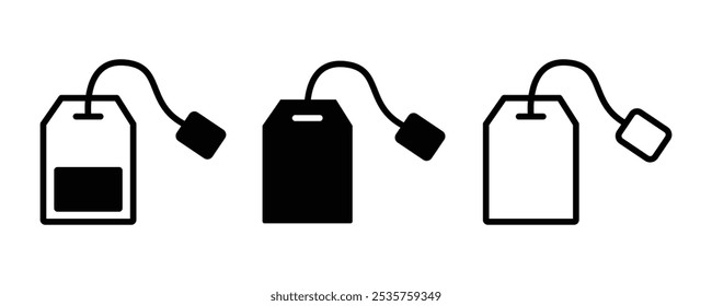 Conjunto de iconos de bolsa de té. Icono de la bolsa de té. icono de la bolsa de té con fondo blanco