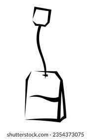 Tea bag with tea. Illustration of traditional drink.