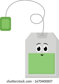 Tea bag, illustration, vector on white background.