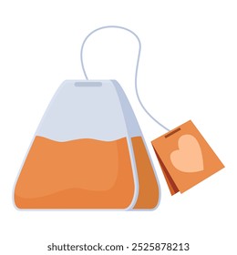 Bolsa de té infundiendo amor con etiqueta en forma de corazón para el día de San Valentín