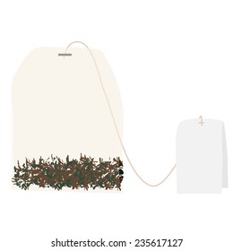 Tea bag isolated on white vector, beverage