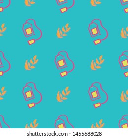 tea bag leaves seamless repeat pattern design. Perfect for restaurants and homeware