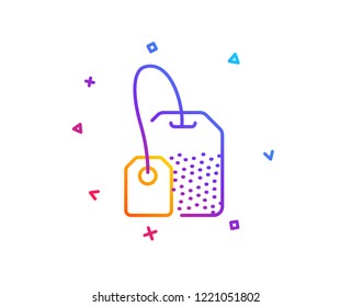 Tea bag line icon. Brew hot drink sign. Breakfast beverage symbol. Gradient line button. Tea bag icon design. Colorful geometric shapes. Vector