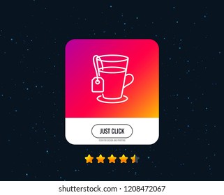Tea with bag line icon. Hot drink sign. Fresh beverage symbol. Web or internet line icon design. Rating stars. Just click button. Tea vector