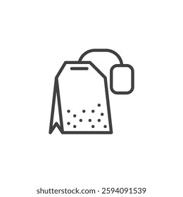 Tea Bag line icon. linear style sign for mobile concept and web design. A tea bag with a string and tag outline vector icon. Symbol, logo illustration. Vector graphics