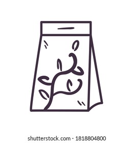 Tea bag line style icon design, Time drink breakfast and beverage theme Vector illustration