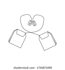 Teebeutel. Lineare Abbildung. Doodle, einfache Darstellung