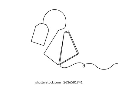 Tea bag minimalist  one  line art vector illustration