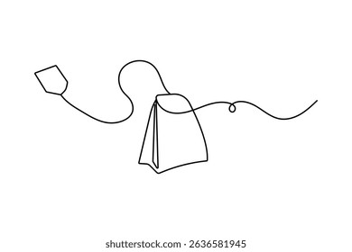 Tea bag minimalist  one  line art vector illustration