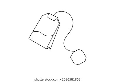 Tea bag minimalist  one  line art vector illustration