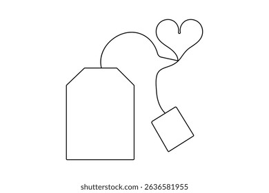 Tea bag minimalist  one  line art vector illustration