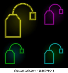 tea bag neon color set icon. Simple thin line, outline vector of kitchen icons for ui and ux, website or mobile application